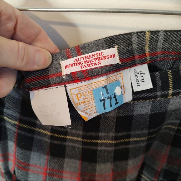 Pendleton Vintage Pleated Tartan Plaid Midi Skirt in Gray/Black/Red Size 12 - Picture 3 of 7